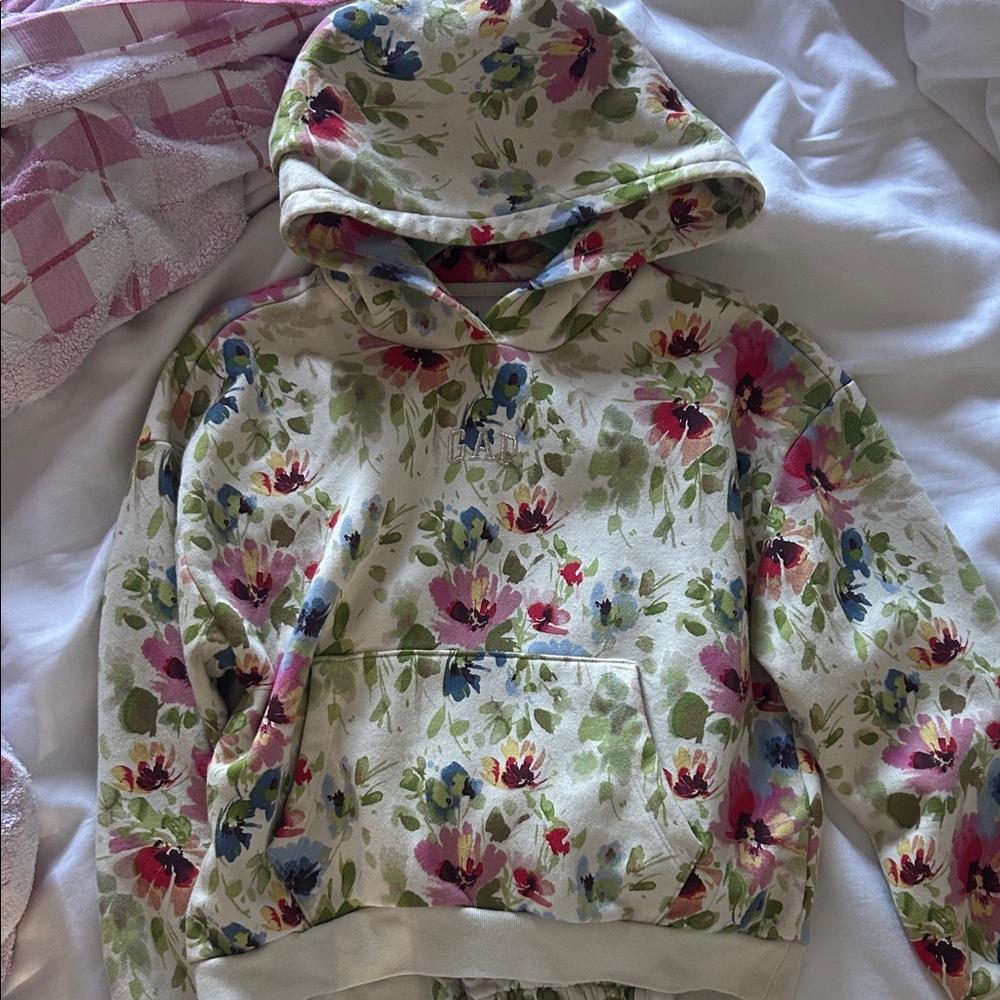 GAP Kids Floral Hoodie Set - Cream, Pink, Green